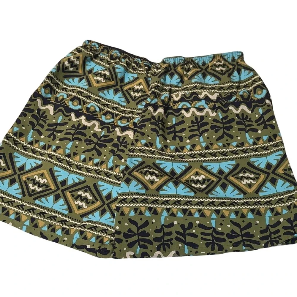 Patagonia Baggies Shorts Mens XL Green Tribal Geometric Print Swim Trunks 6-in